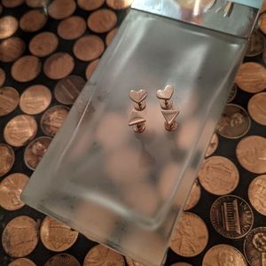 Rose Gold Heart and Triangle Stud